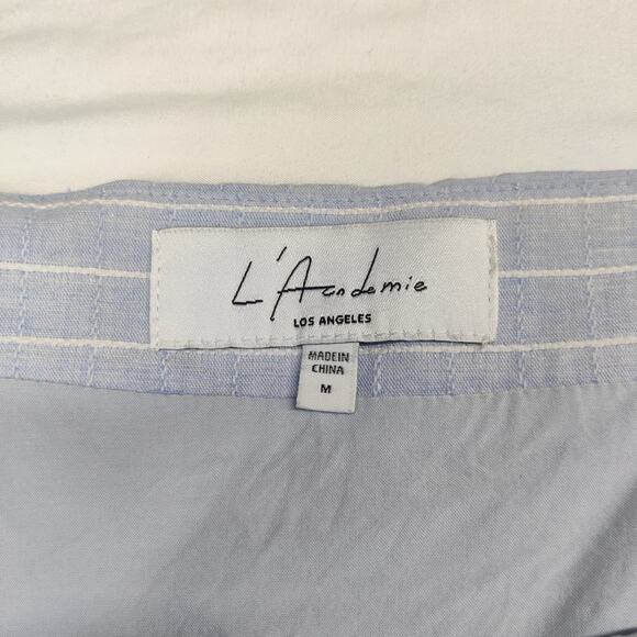 L'Academie Revolve Hawes Blue Cotton Chambray Button Front Mini Dress Medium - Picture 9 of 16